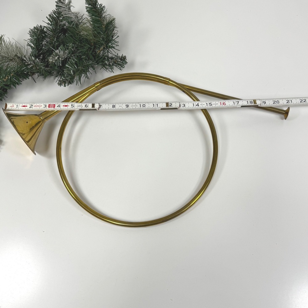 Vintage Large Brass French Horn- Christmas decor 21 inch - Picture 3 of 8